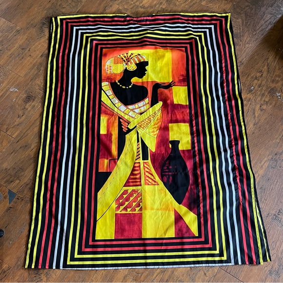 Wmns mumu Kalftan long satin like black/yellowl/red v neck cap sleeve one size - Picture 9 of 9